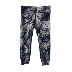 Calvin Klein Performance Capri Leggings Women's Navy‎ Blue Tropical Palm Size M